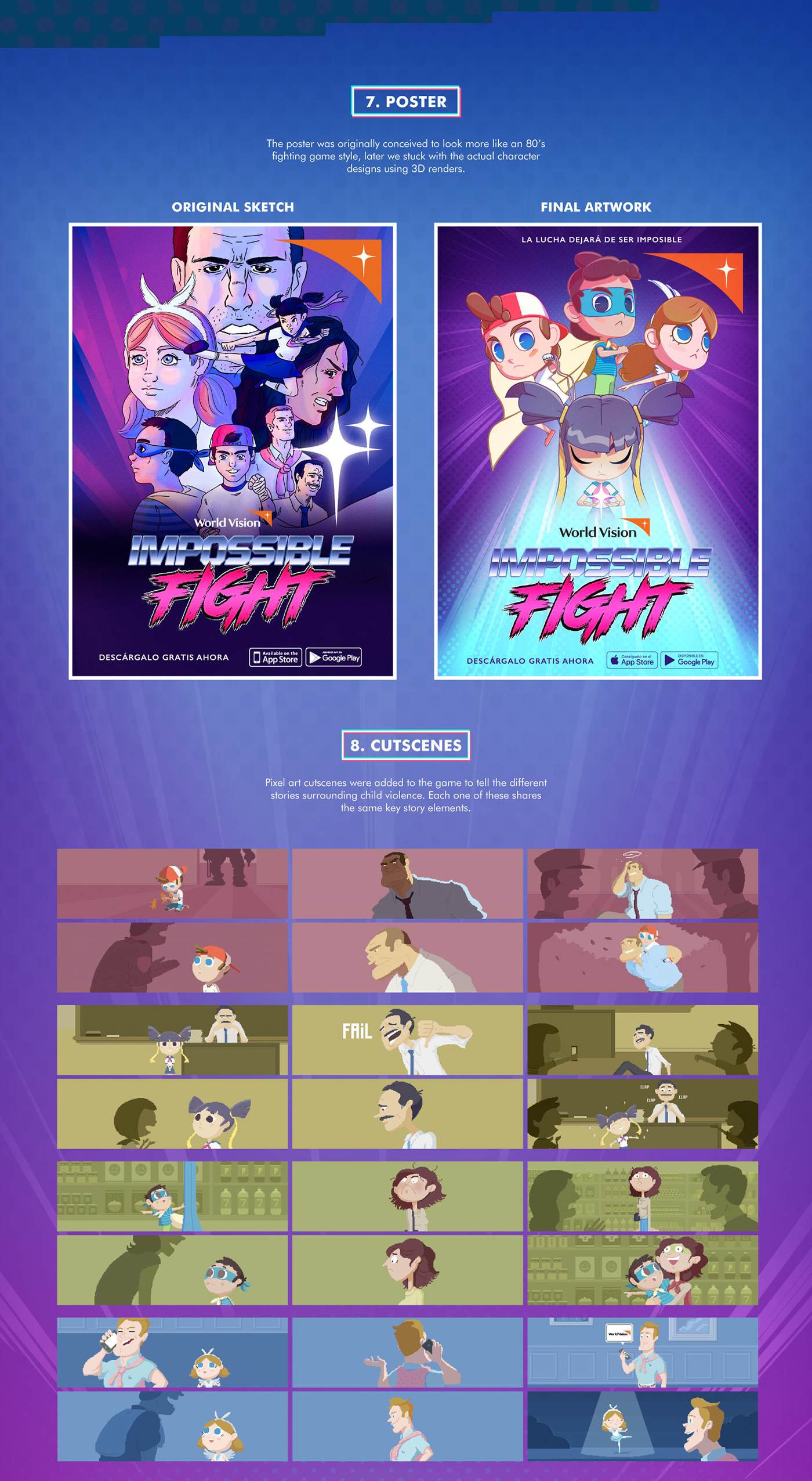 videogame artwork concept art fighting game Pixel art Character design  art direction  World Vision Child Violence Wolfbcpp