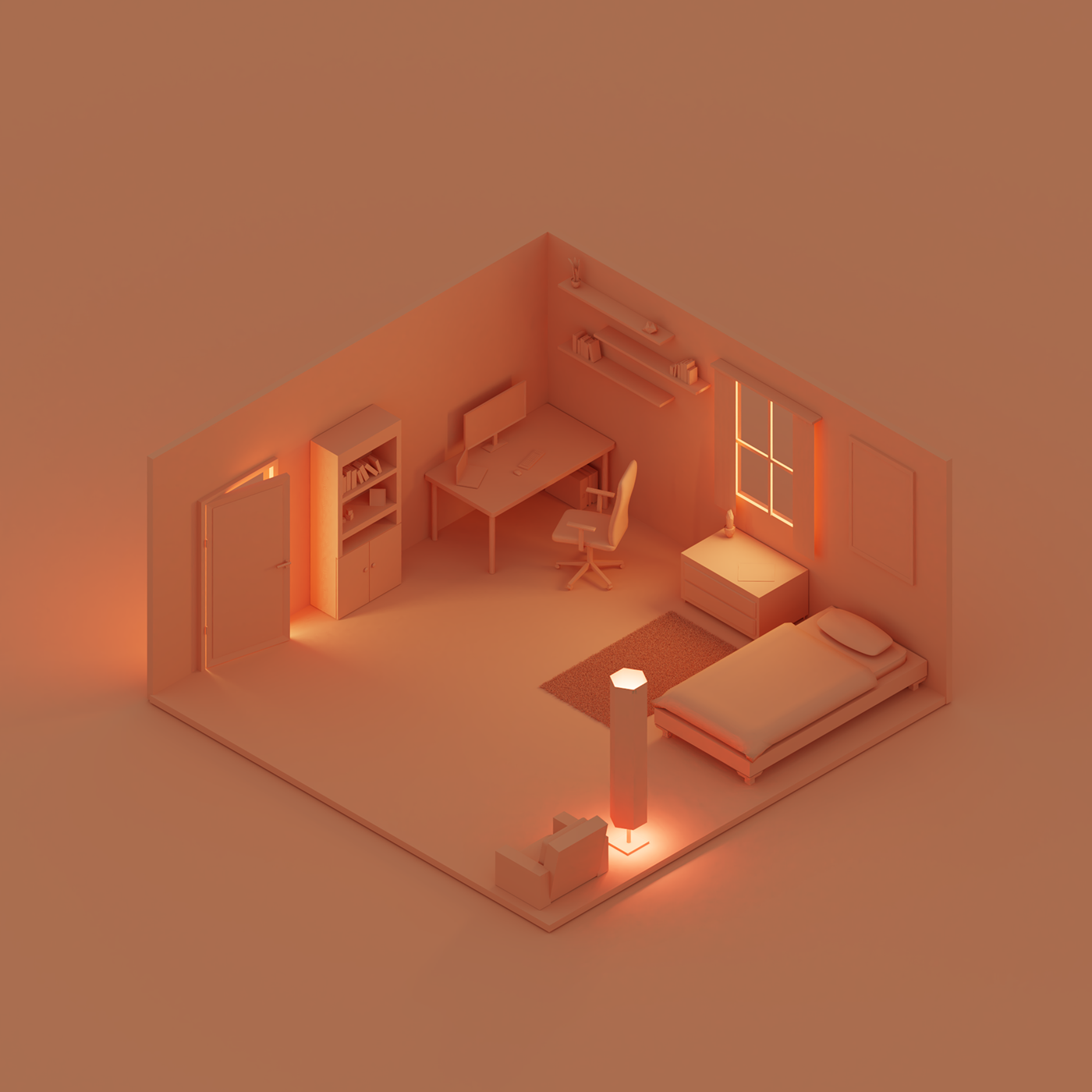 blender isometry 3D Low Poly Isometric graphic design  art Render animation  motion-design