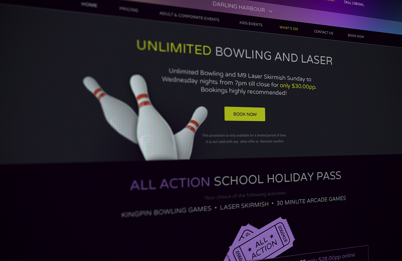 user experience user interface Website booking module Responsive tenpin bowling video