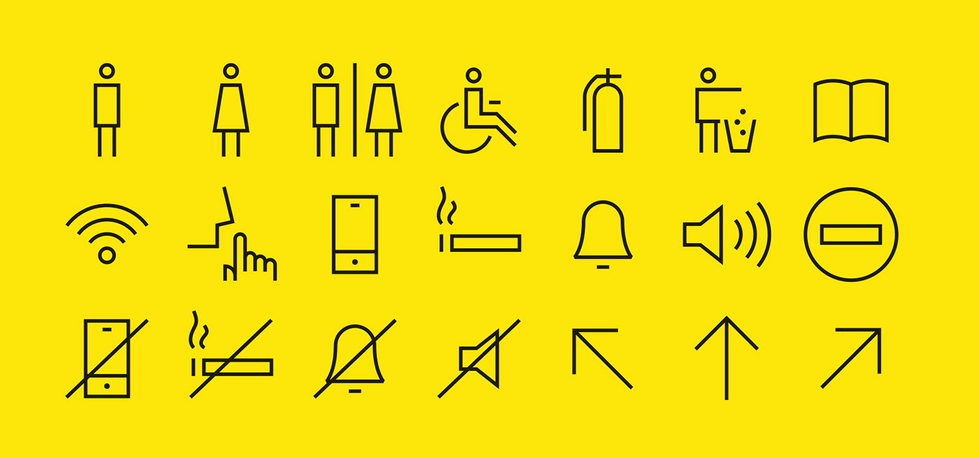 Signage branding  library cultural system icons