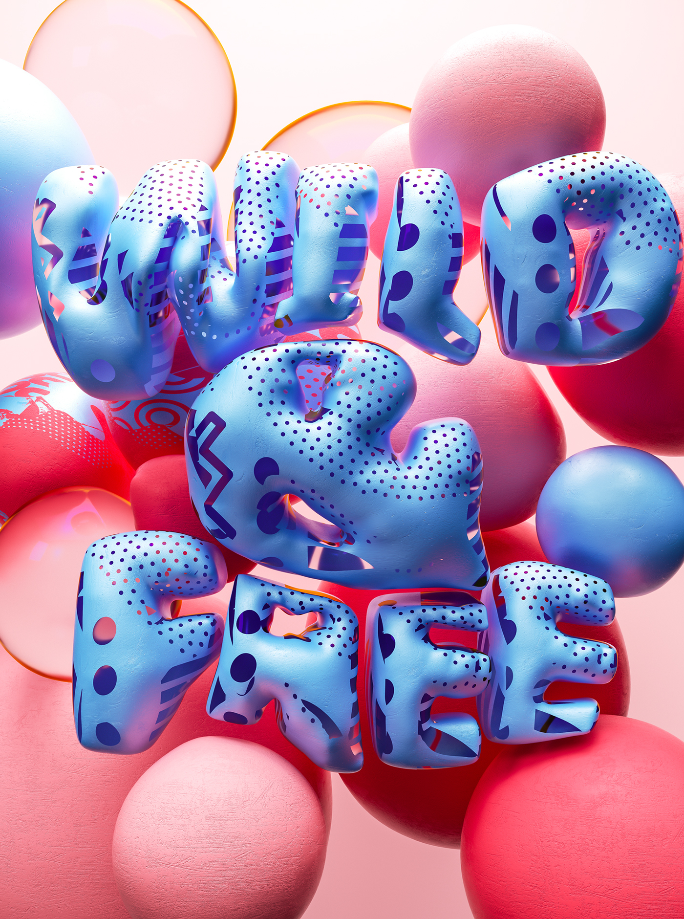 type CG CGI octane cinema 4d lettering balloon Inflated typography   3D