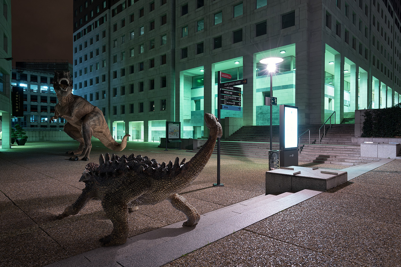 dinosaurs jurassic city Urban cityscape night architecture Business Center wildlife wild