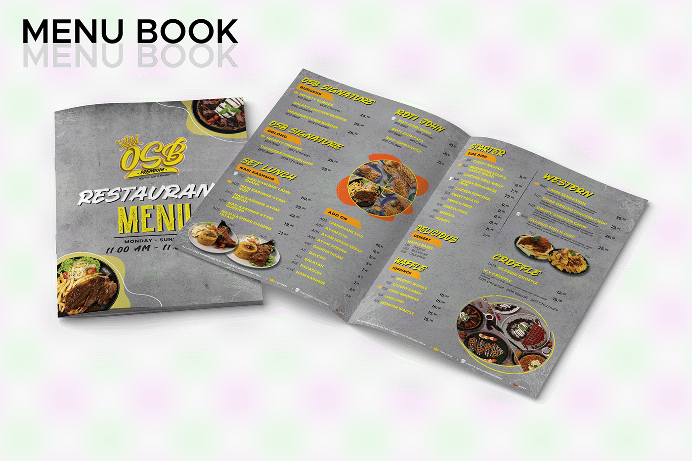 restaurant menu book Food  Advertising  Graphic Designer adobe illustrator marketing   post social media menubook design