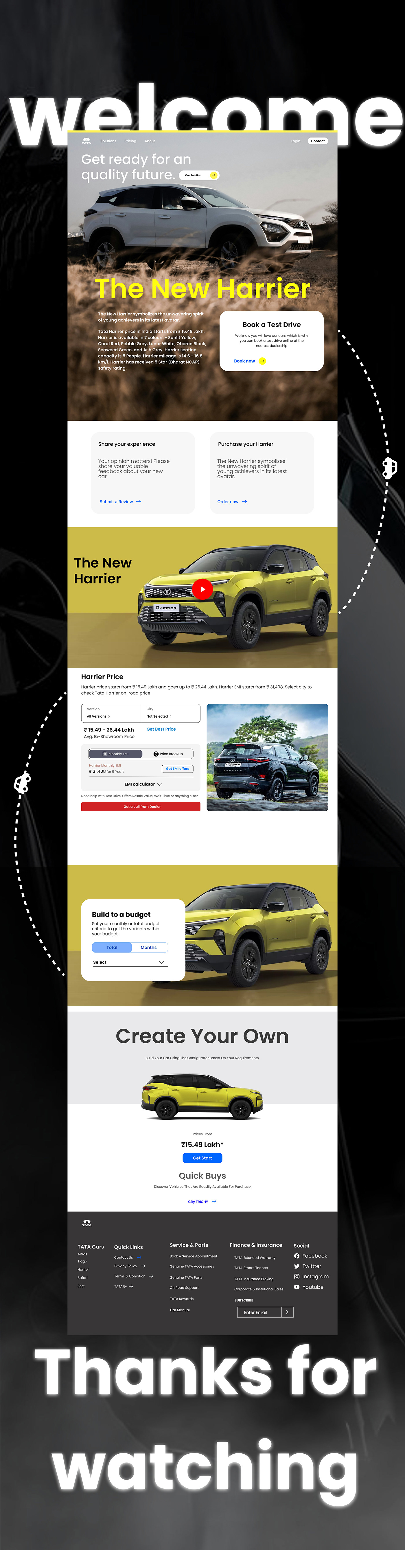 harrier tata tata motors car landing page Web Design  UI/UX Figma Car Website