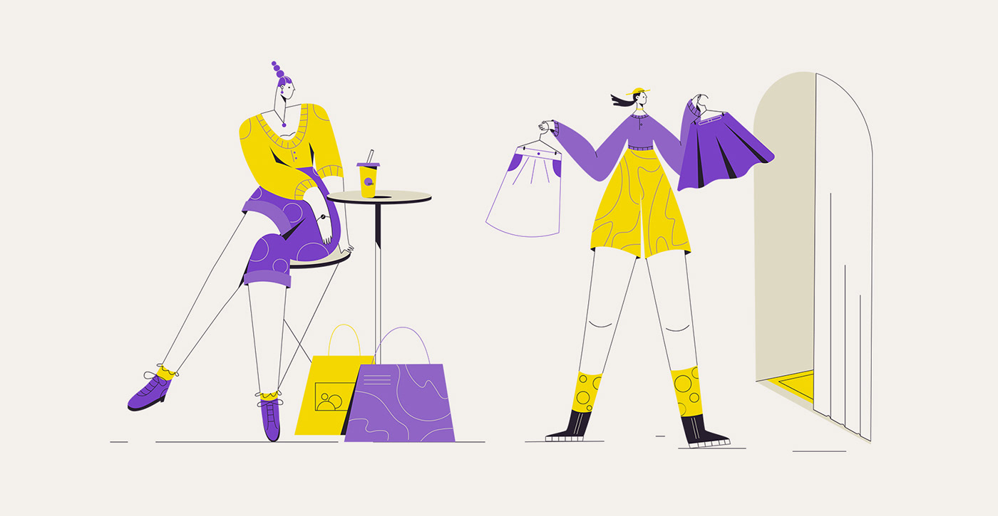 characters design Fashion  illustrations minimal modern Shopping simple Style vector