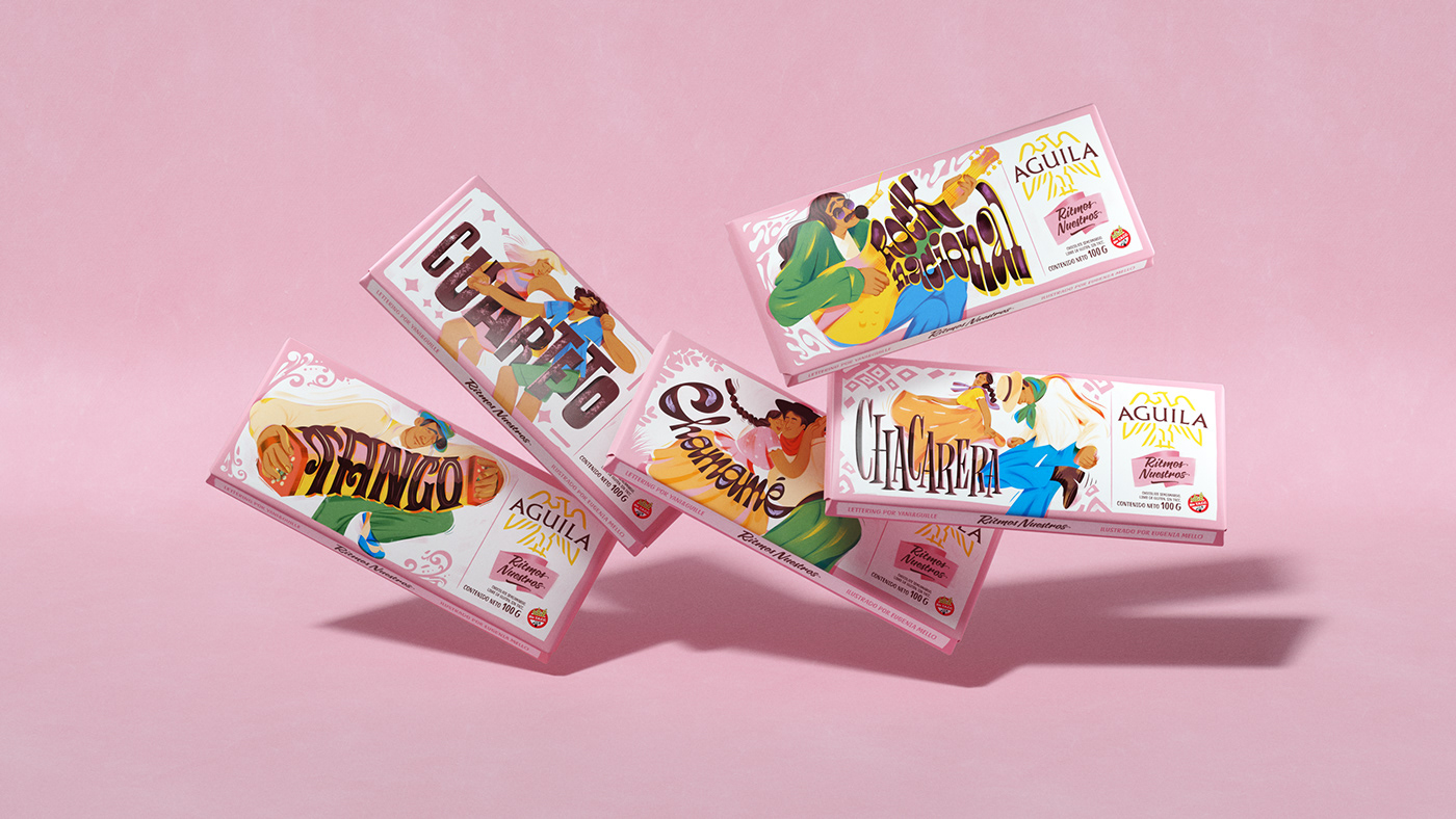 aguila Chacarera chamame chocolate cuarteto ILLUSTRATION  lettering Packaging rock tango