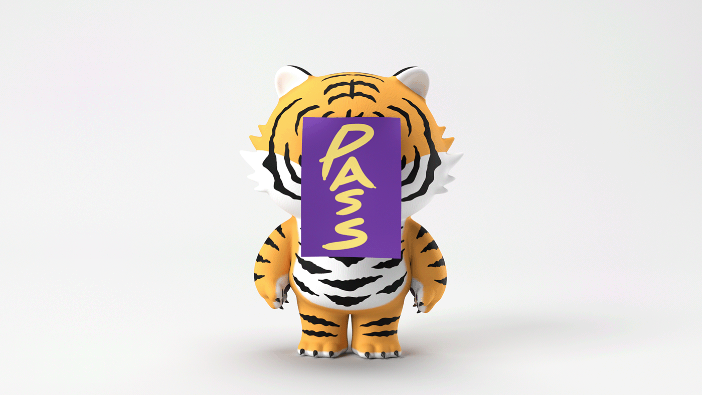 3D animation  brand Character Character design  identity line Line Sticker MOTION STICKERS tiger