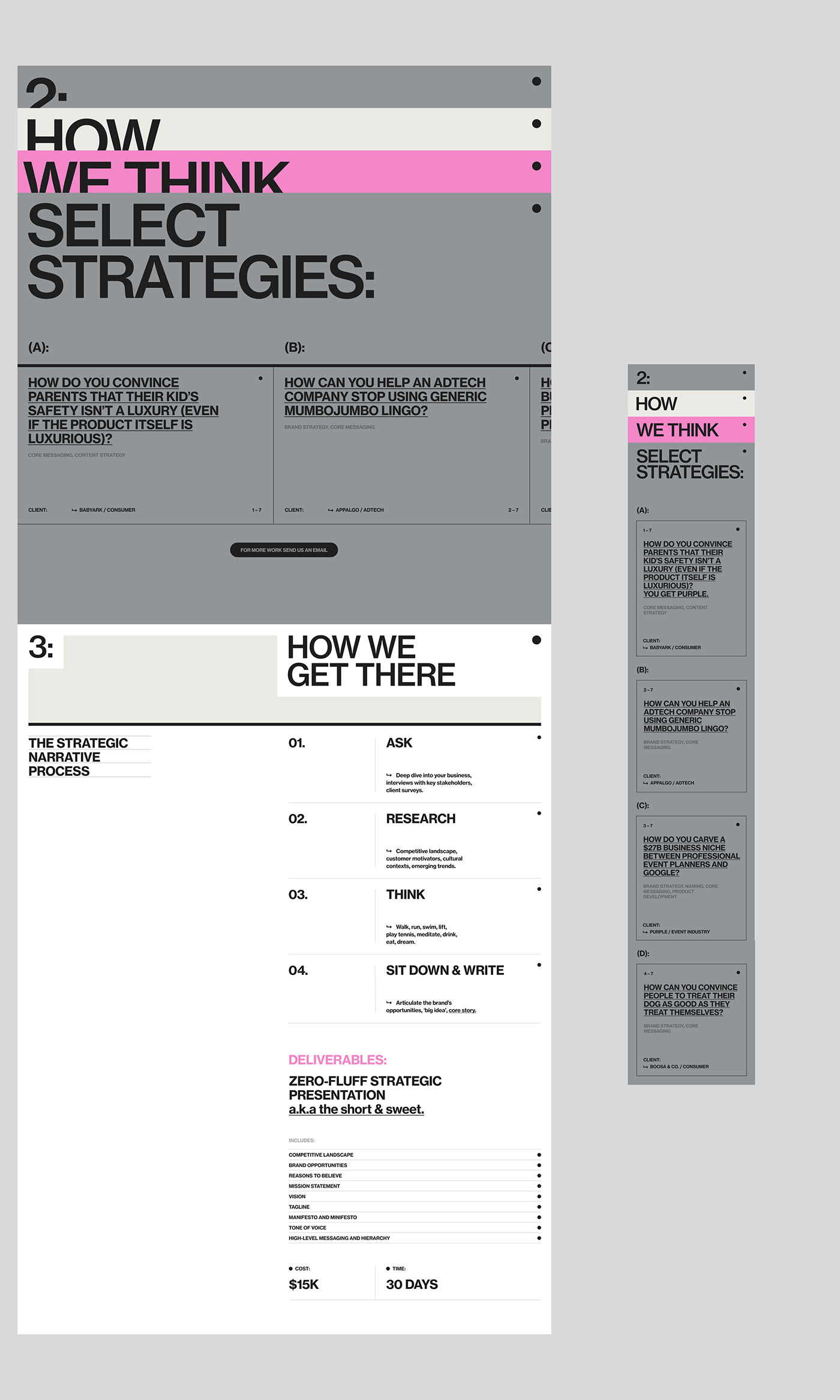 brand identity storytelling   Consulting pink swiss style business marketing   Website editorial website development
