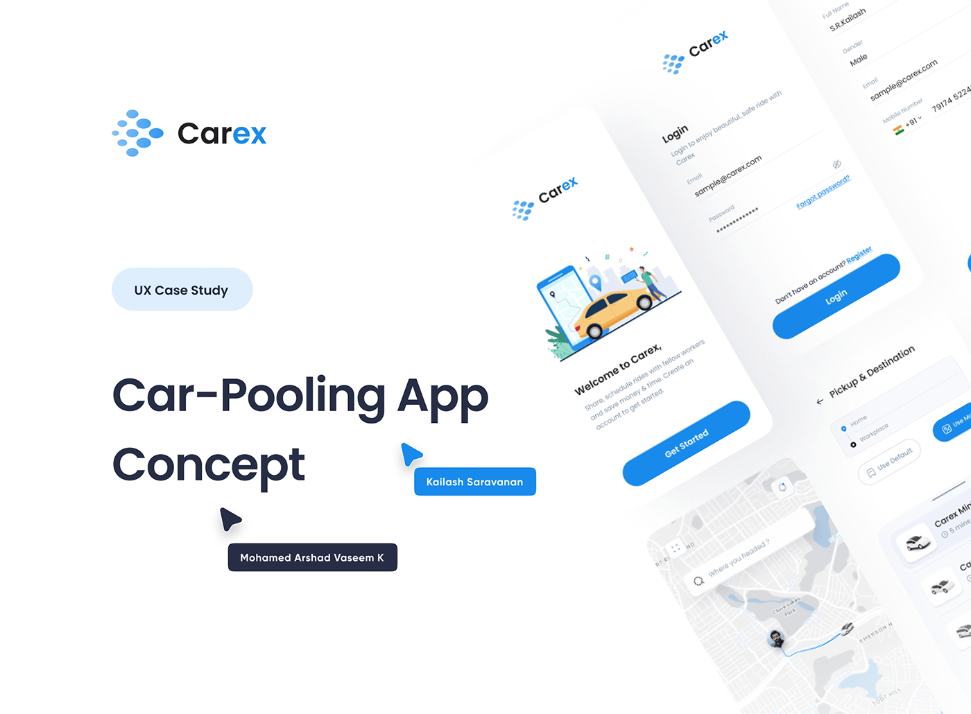 app design application carpool Case Study Figma Mobile app UI user interface ux UX design