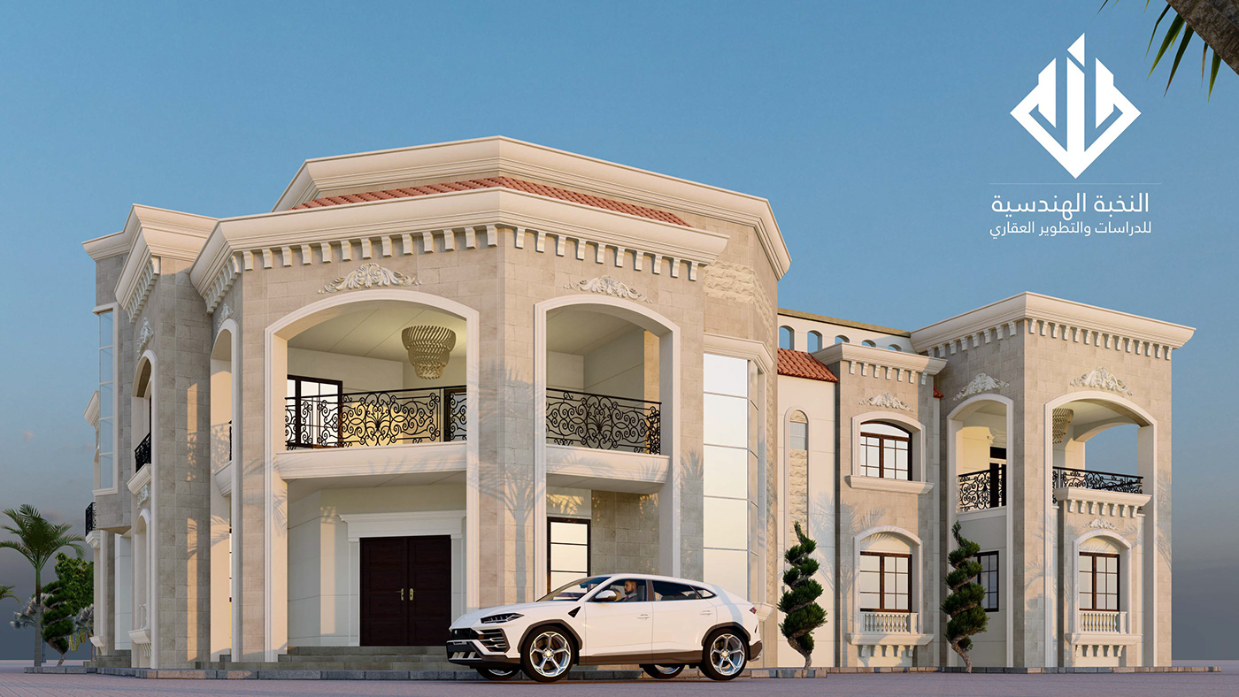 house exterior architecture 3D modern Villa design KSA riyadh jeddah