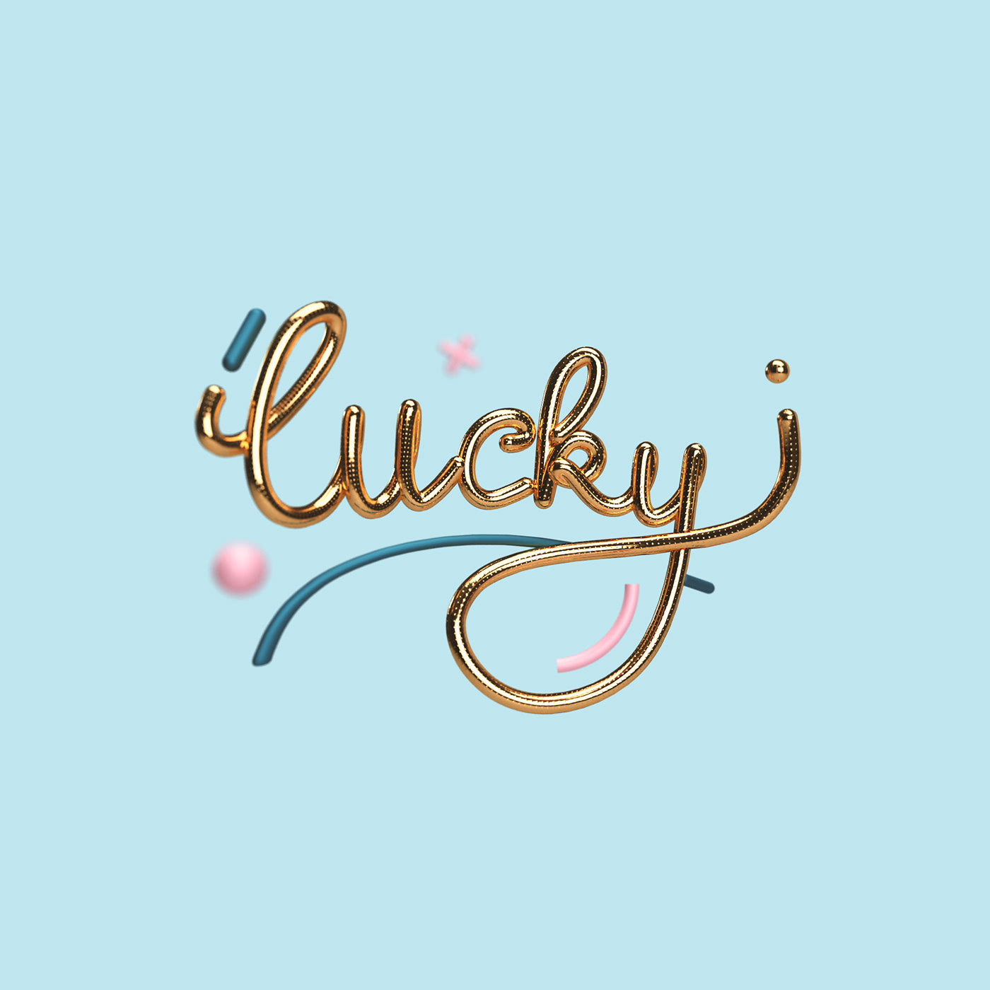 3D Create gold golden hand drawn letters lucky minimal text