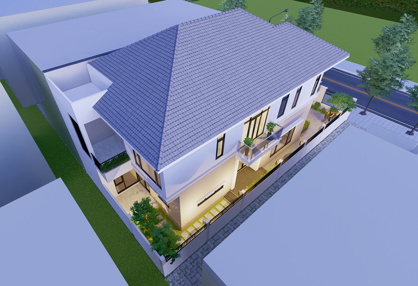 3D 3dmax architecture detached house enhance exterior modeling