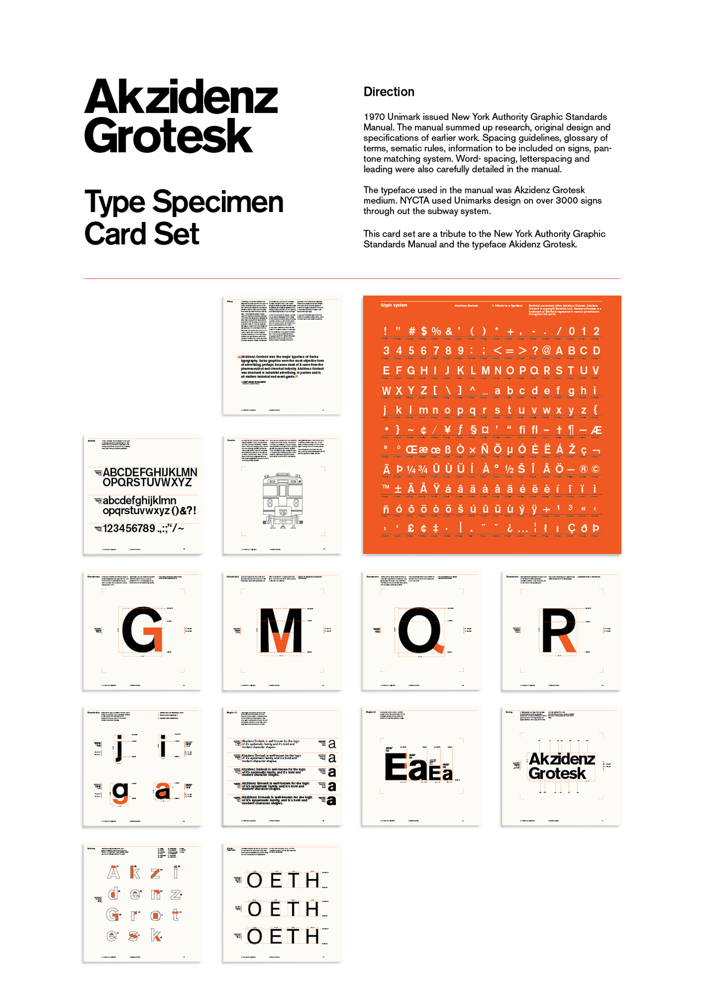 card set infographic akzidenz grotesk infographic design type underground train alphabet orange poster specimen Type Specimen glyph