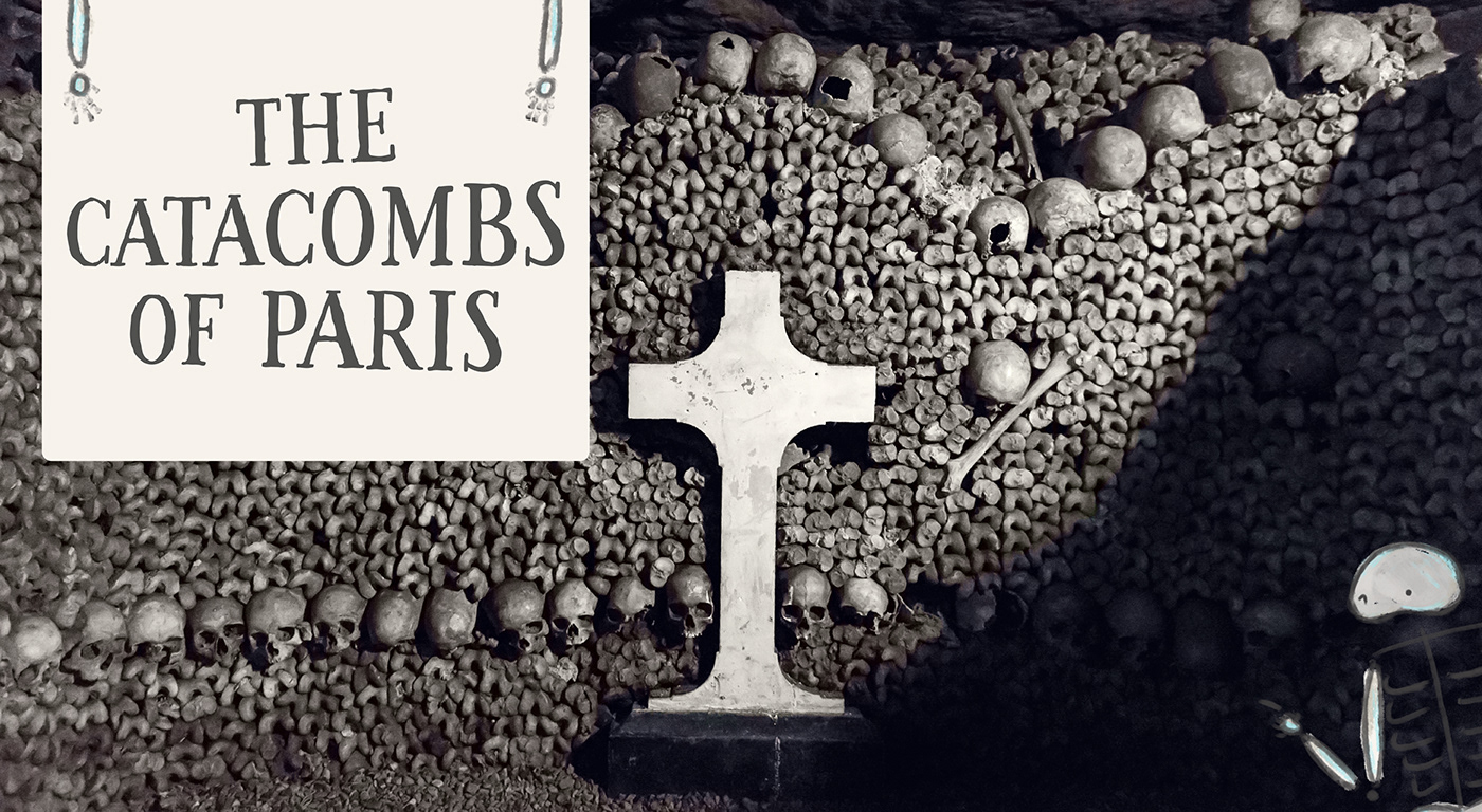 cartoon Catacombs dark epub ILLUSTRATION  interactive motion graphics  Paris skeleton skulls