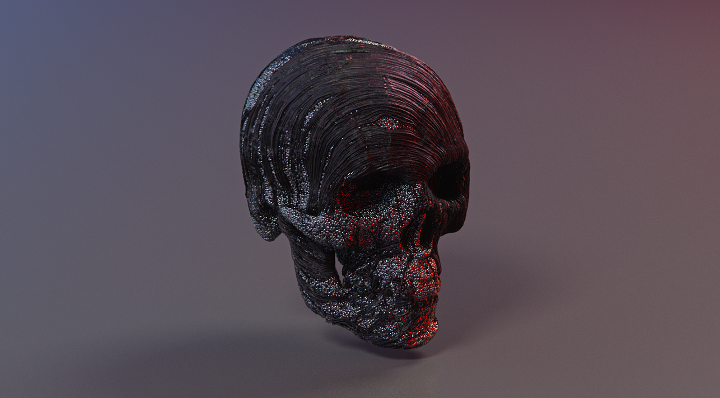 Octane Render otoy maxon cinema 4d Daily Render styleframe skull metallic