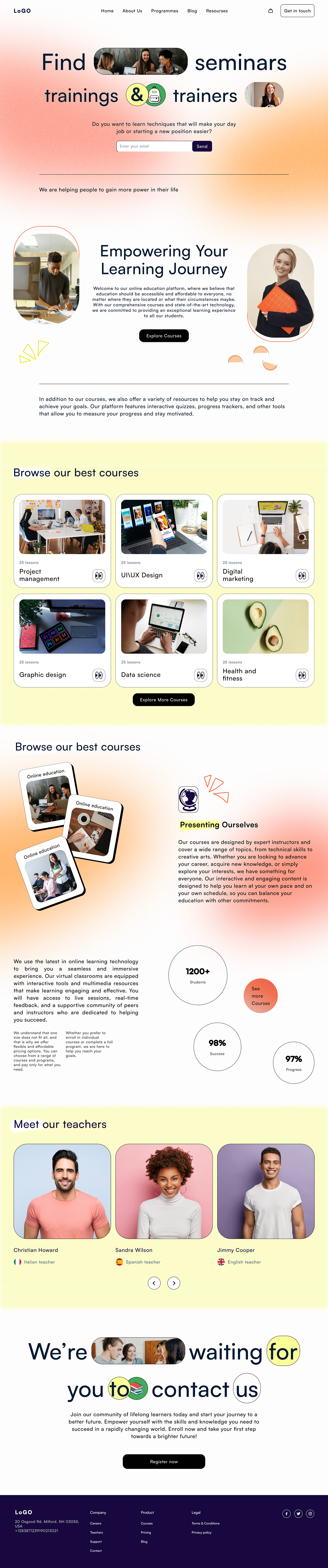 design Education app design UI/UX brand identity visual Figma landing page