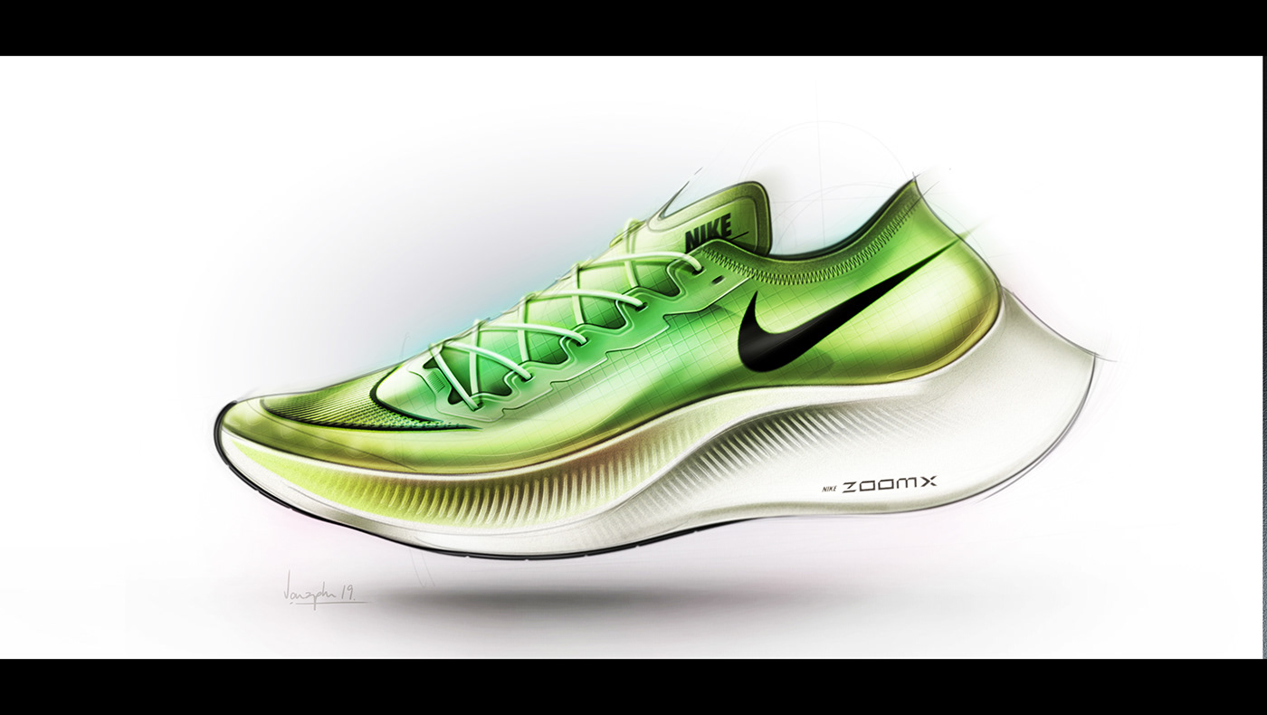 Nike digital painting footwear design industrial design  running sketch Sportswear