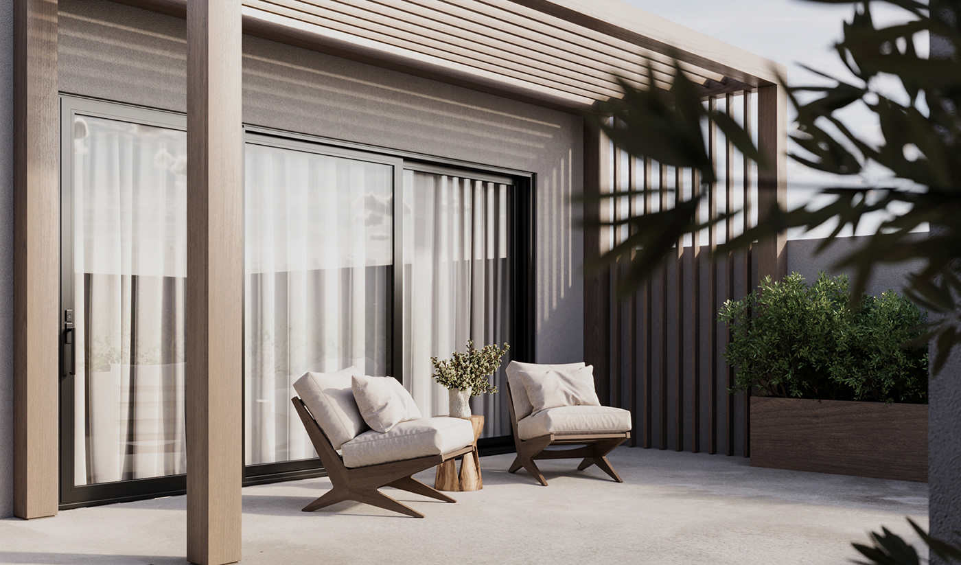 Outdoor rooftop interior design  architecture visualization archviz corona CGI design 3ds max