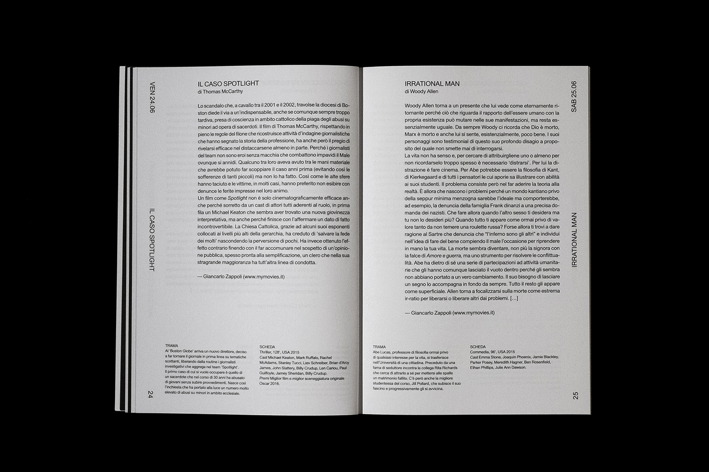 Catalogue printed matter Cinema festival typography   book Layout Film   movie minimal