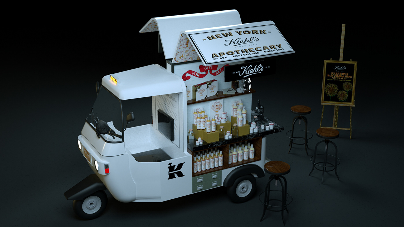 Stand arhcitecture Retail Truck brand Cosmetic c4d
