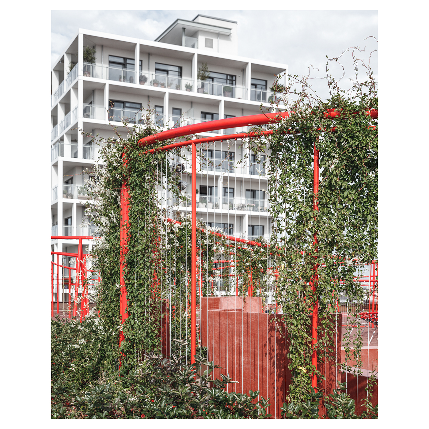 architecture copenhagen parking house play red concrete green facade