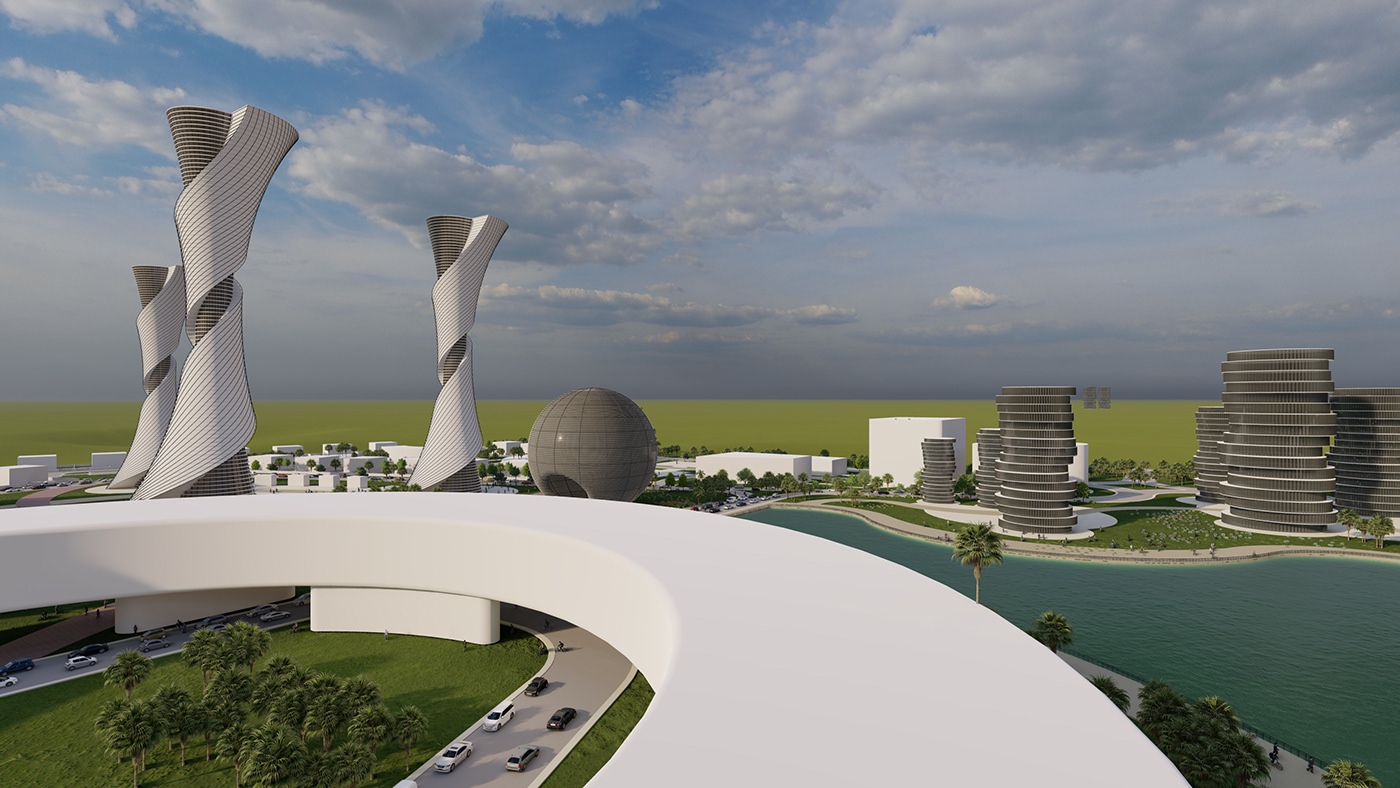 Aerial Landscape architecture visualization Render 3D Urban Design Landscape Architecture  urban planning parametric