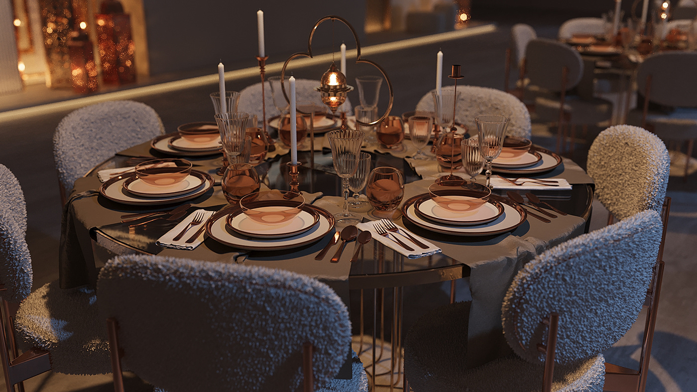 table furniture interior design  architecture Gala dinner restaurant Food  Social media post Brand Design