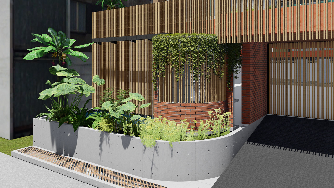 houseplant Landscape terrace Facade design entryway architecture Fenestration