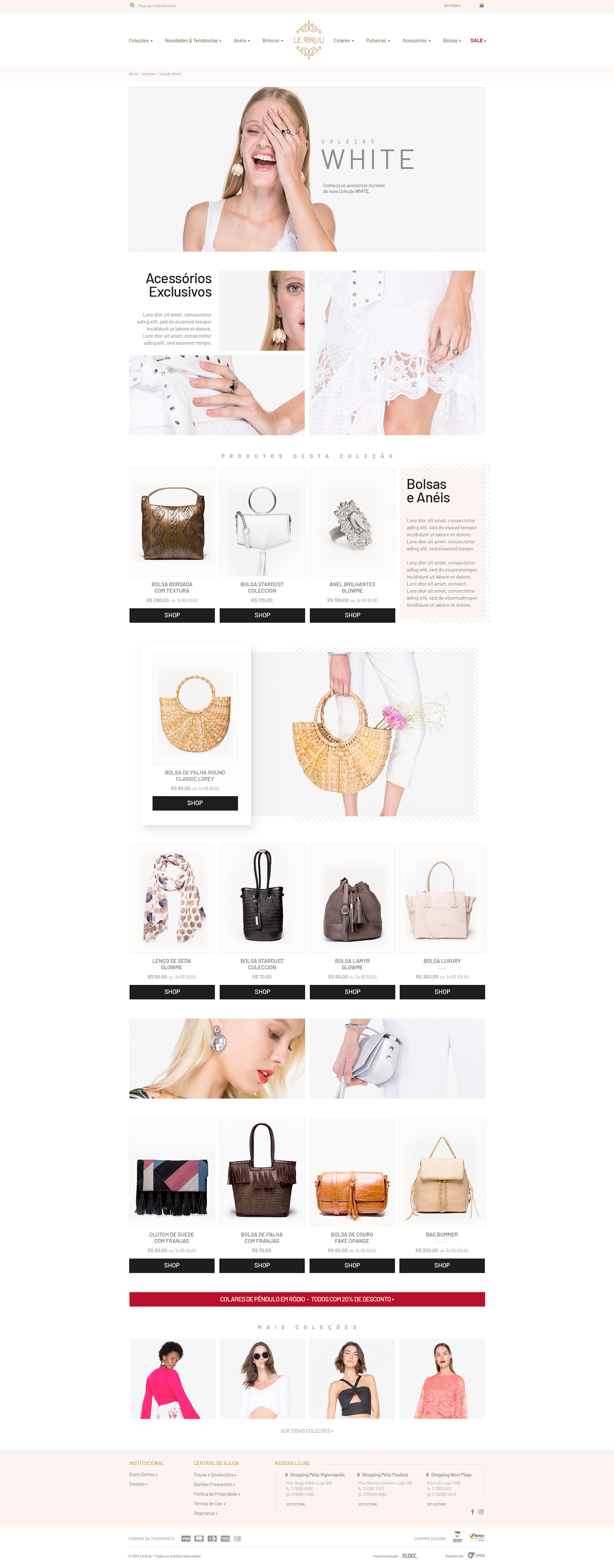 Fashion  Bijuteria lebriju loja Ecommerce joias boutique site sale bolsa