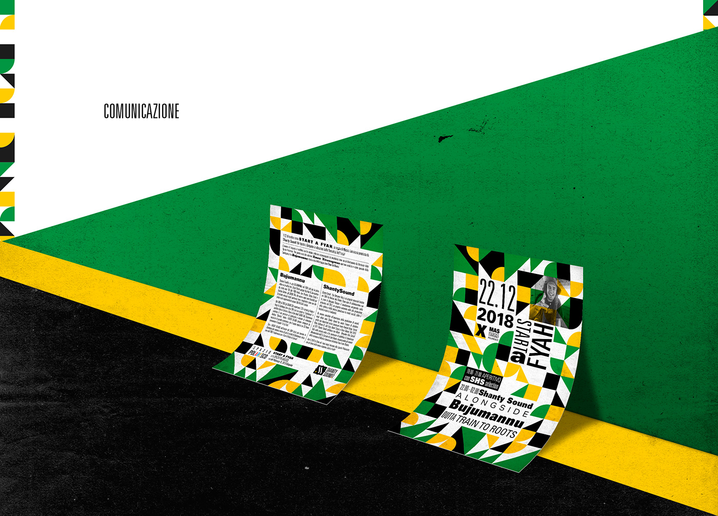 Logo Design branding  music reggae jamaica green flyer vinyl pattern pictogram