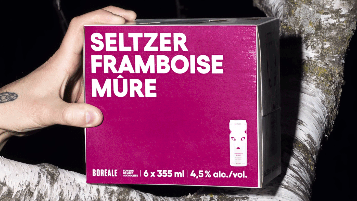 Seltzer Packaging emballage canette nuit night loup Boréale seltzer boreale wolfe