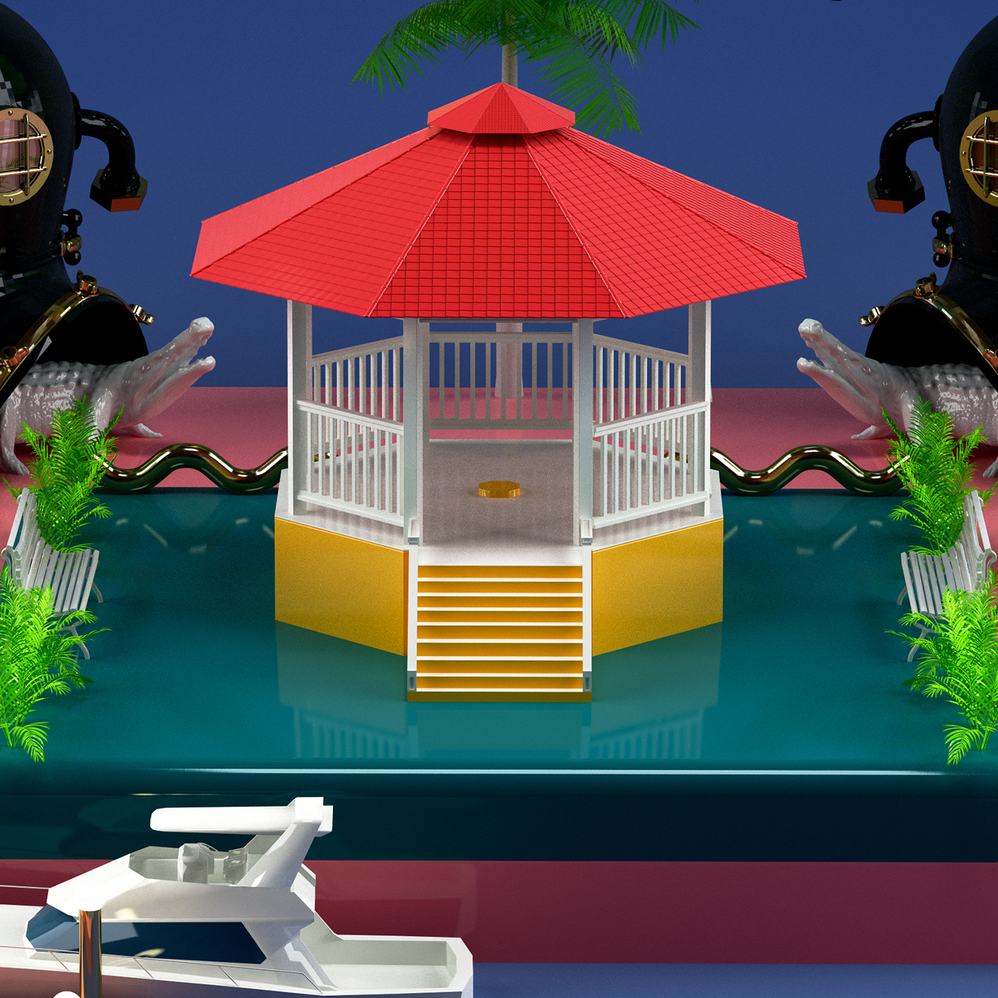 ILLUSTRATION  3D cinema4d color beach mexico graphic design  3d art