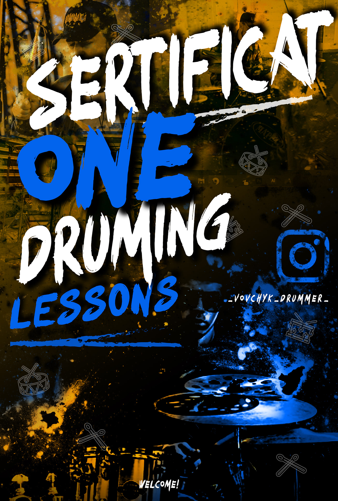 graphic design  poster design sertificate drums music