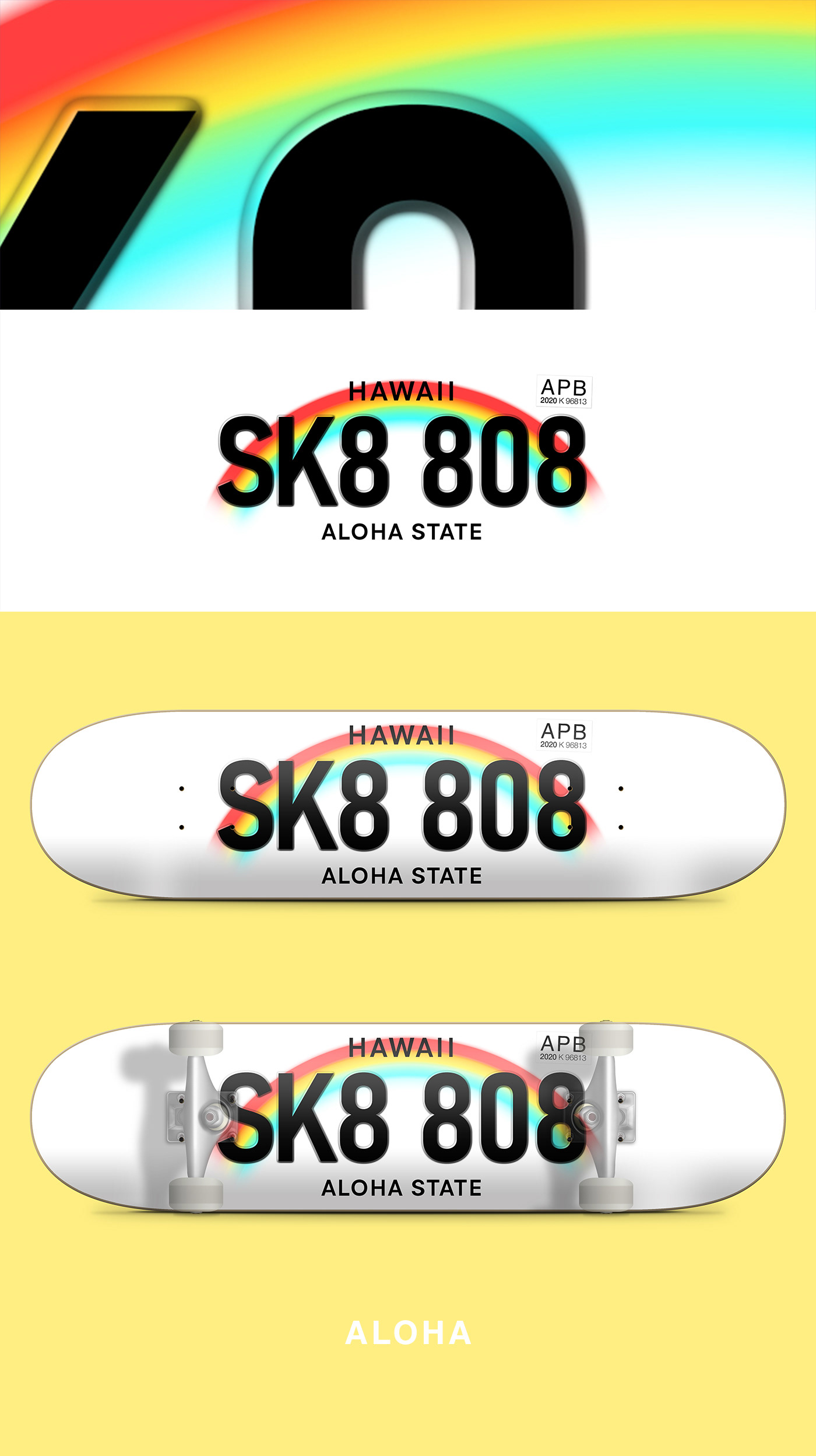 HAWAII license plate skateboard skateboarding