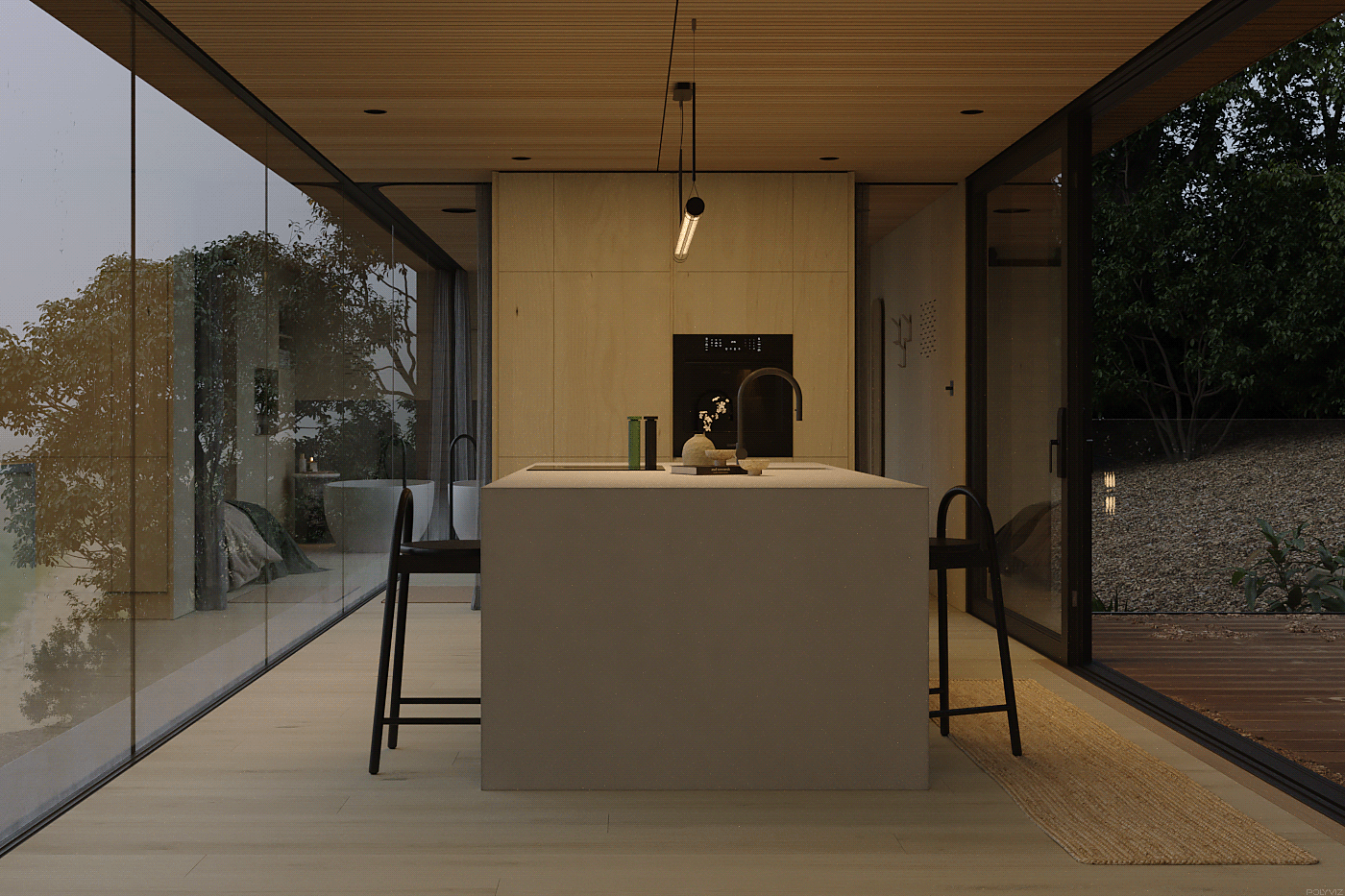3d max corona render  lodge arquitectura interior design  visualization exterior modern polyviz
