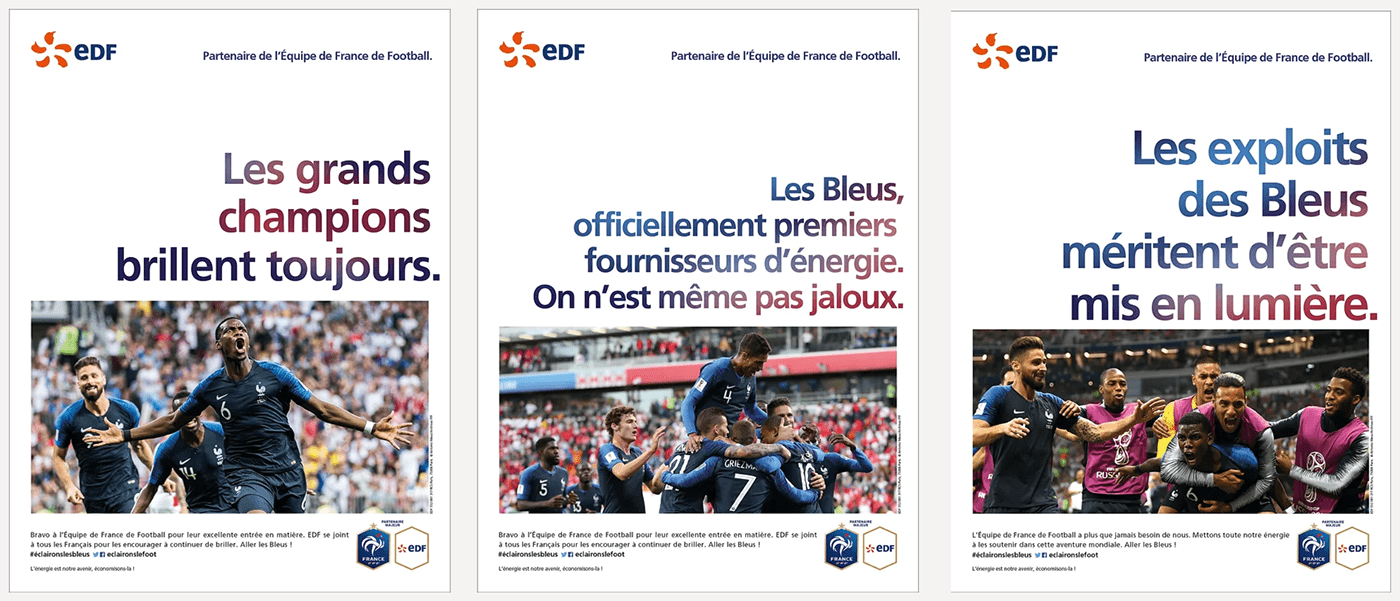 Advertising  coupe du monde EDF electricité energies football L'EQUIPE pub publicité renouvelable