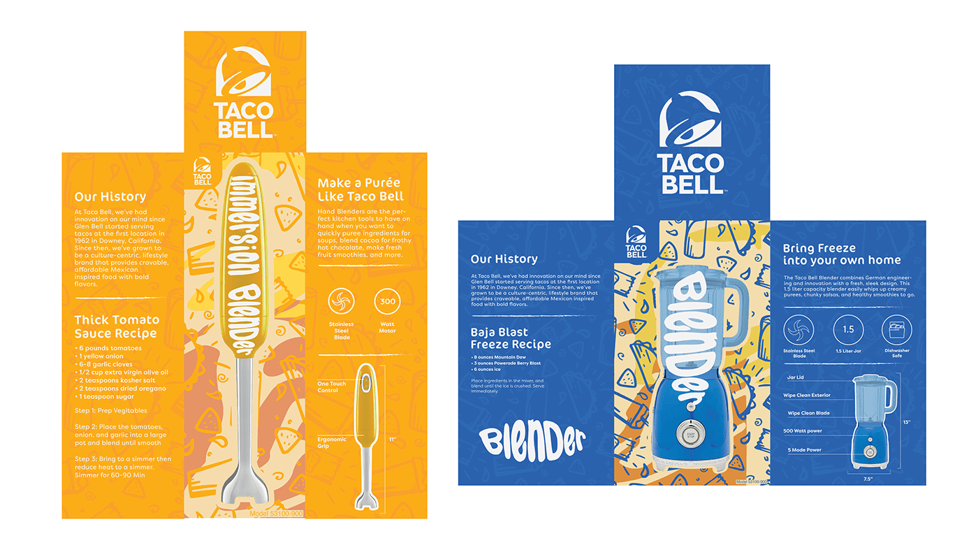 appliances design graphic design  kitchen package package design  Project student Taco Bell tacobell