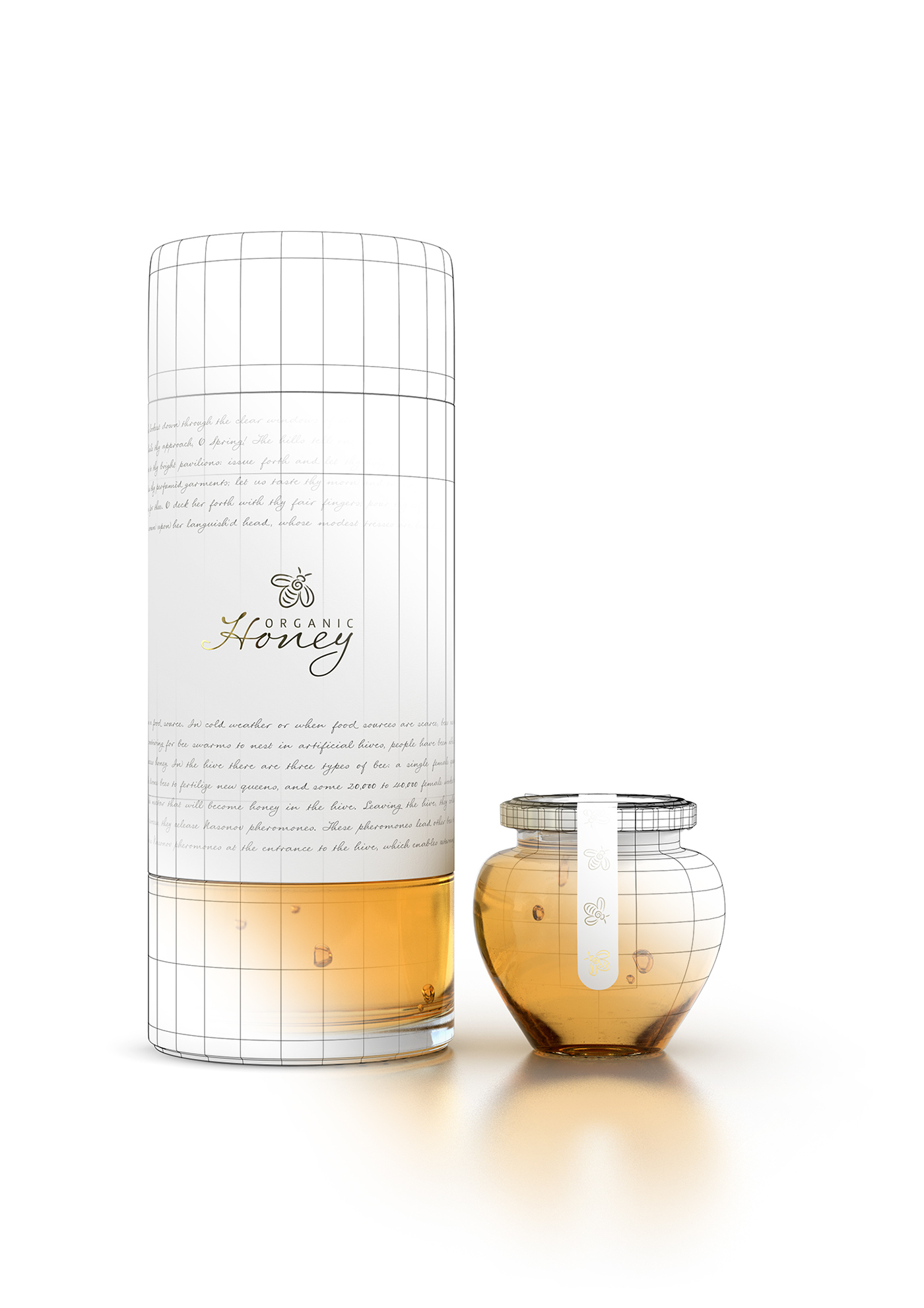 Marcel Buerkle johannesburg south africa Organic Honey packaging packaging design concept 3D renders glass Circum Punkt Design honey design concept logo bee organic natural