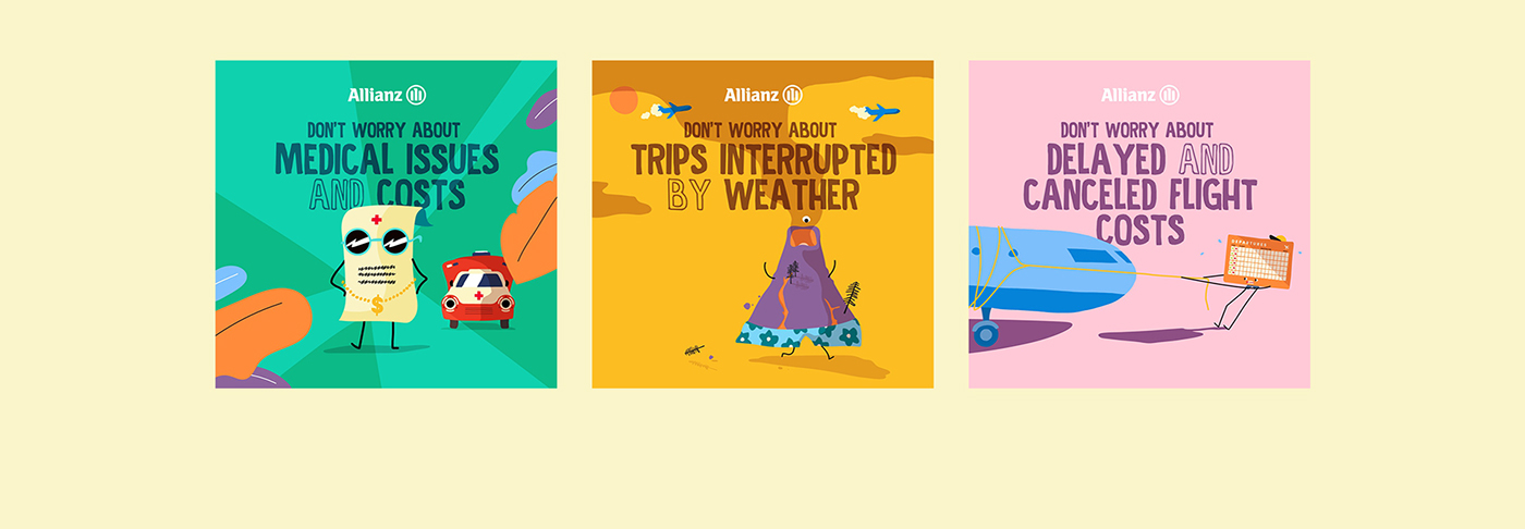 Allianz Travel insurance Character design  animation  Island Tropical summer holidays music video