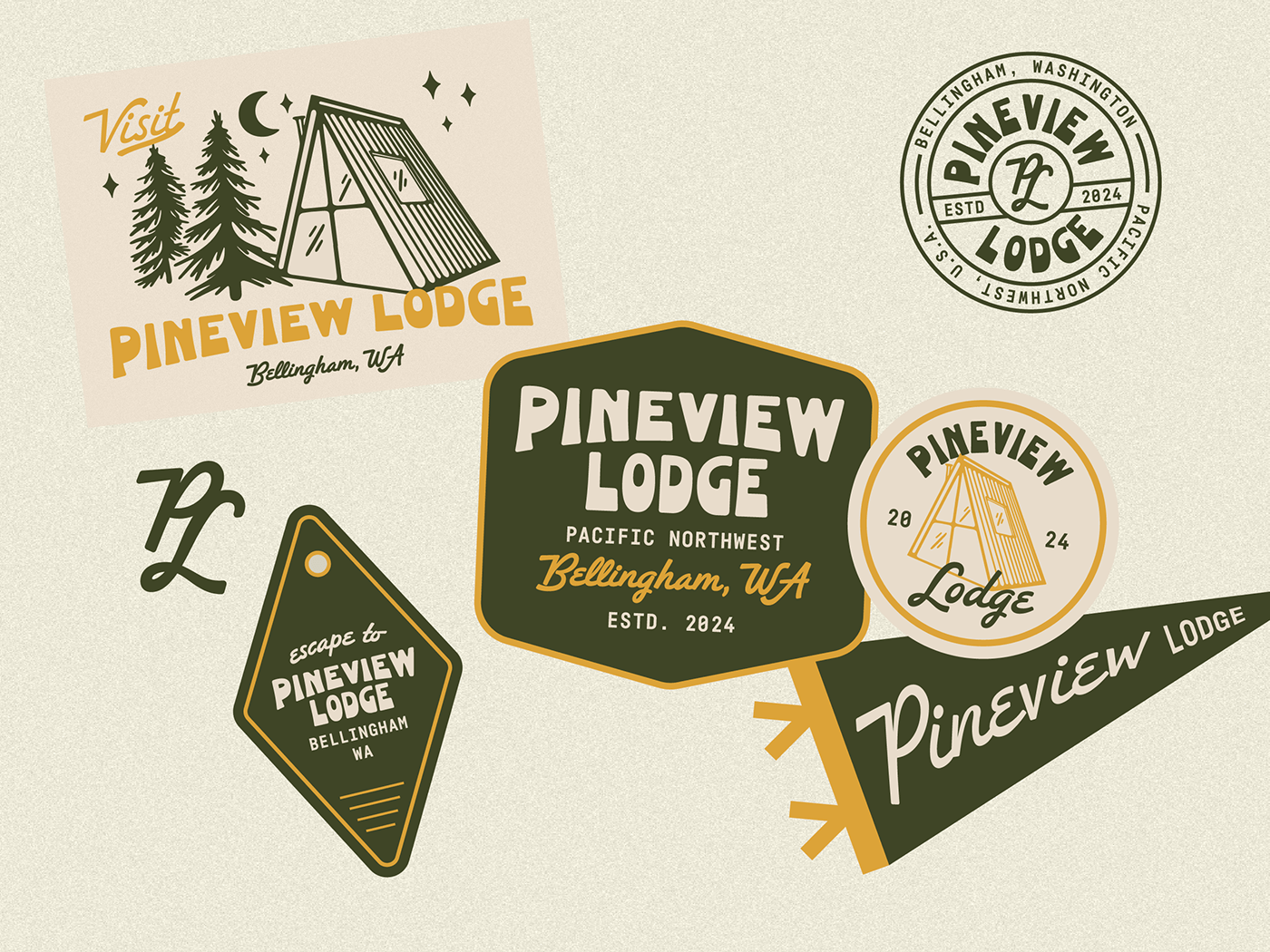 branding  lodge cabin vintage Retro camp PNW Washington pacific northwest Brand Design