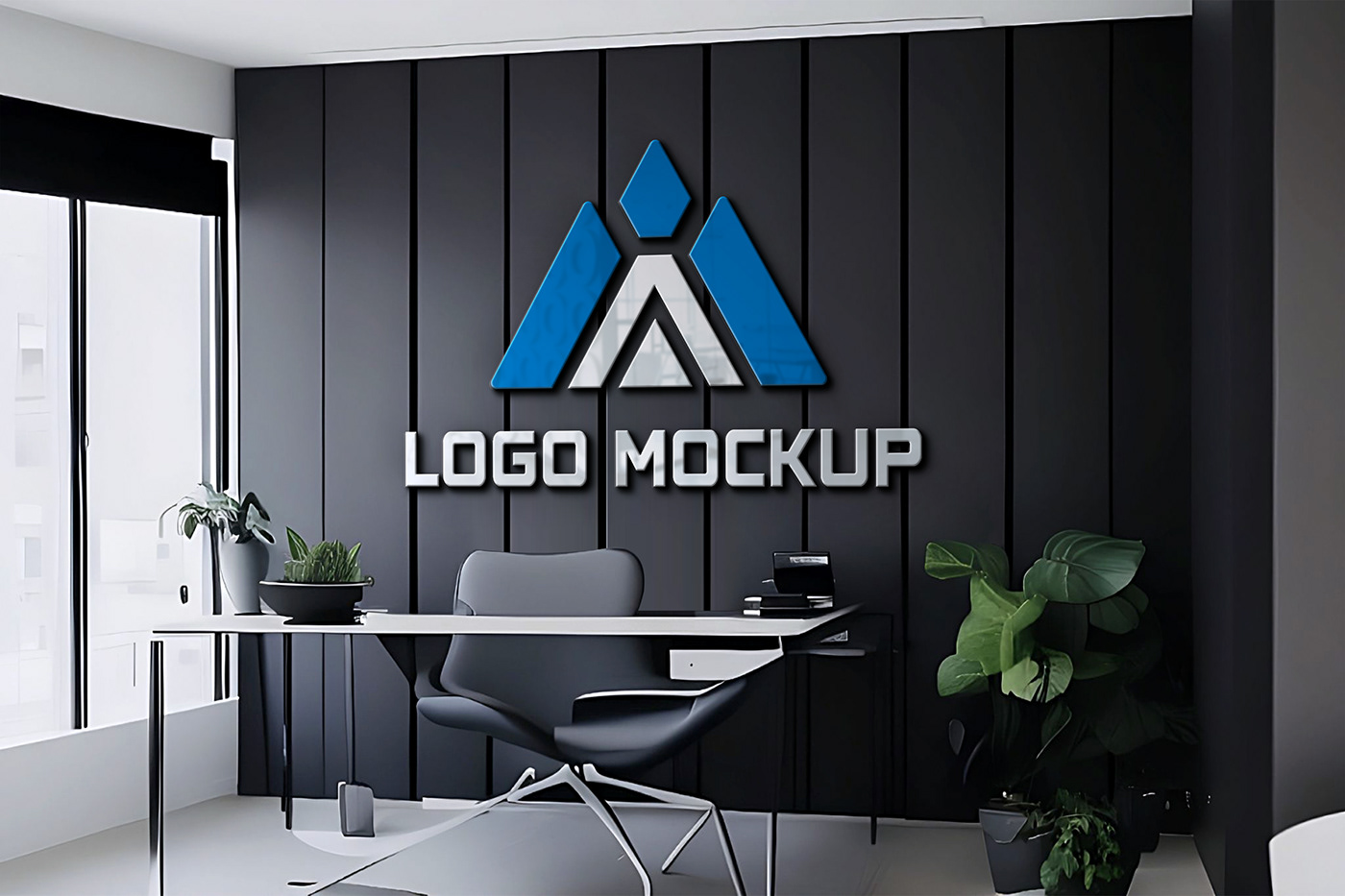3D Logo Mockup On Black Wall Office Room on Behance
