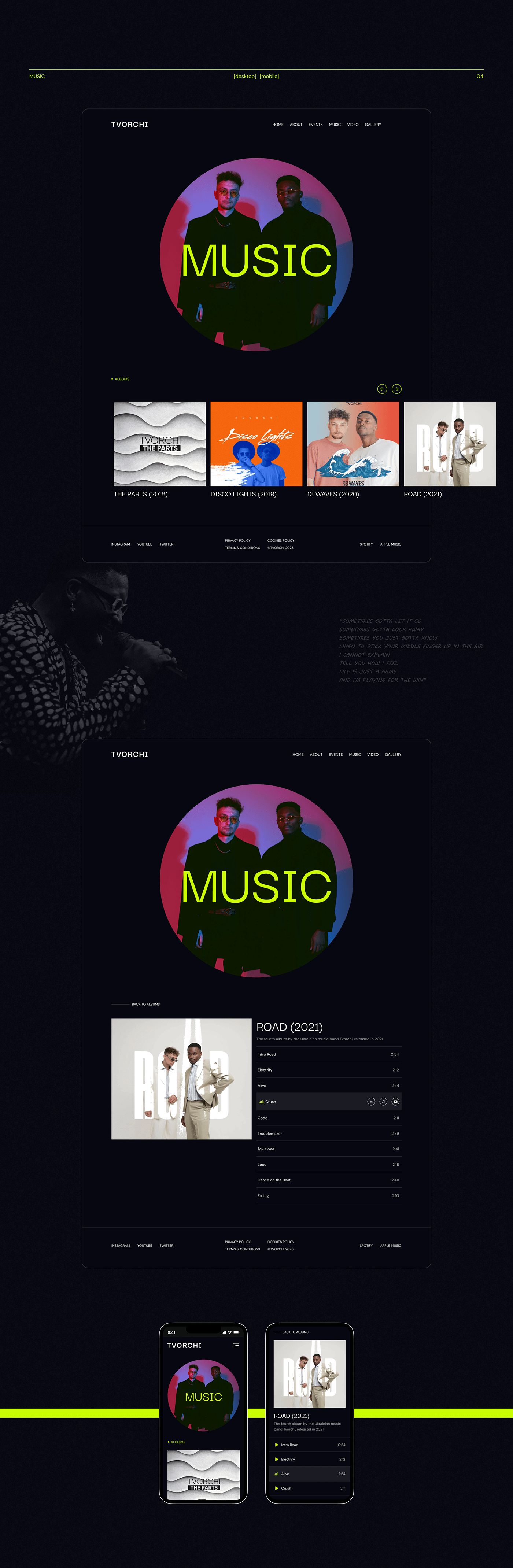Website UI/UX user interface user experience music band ui design ux