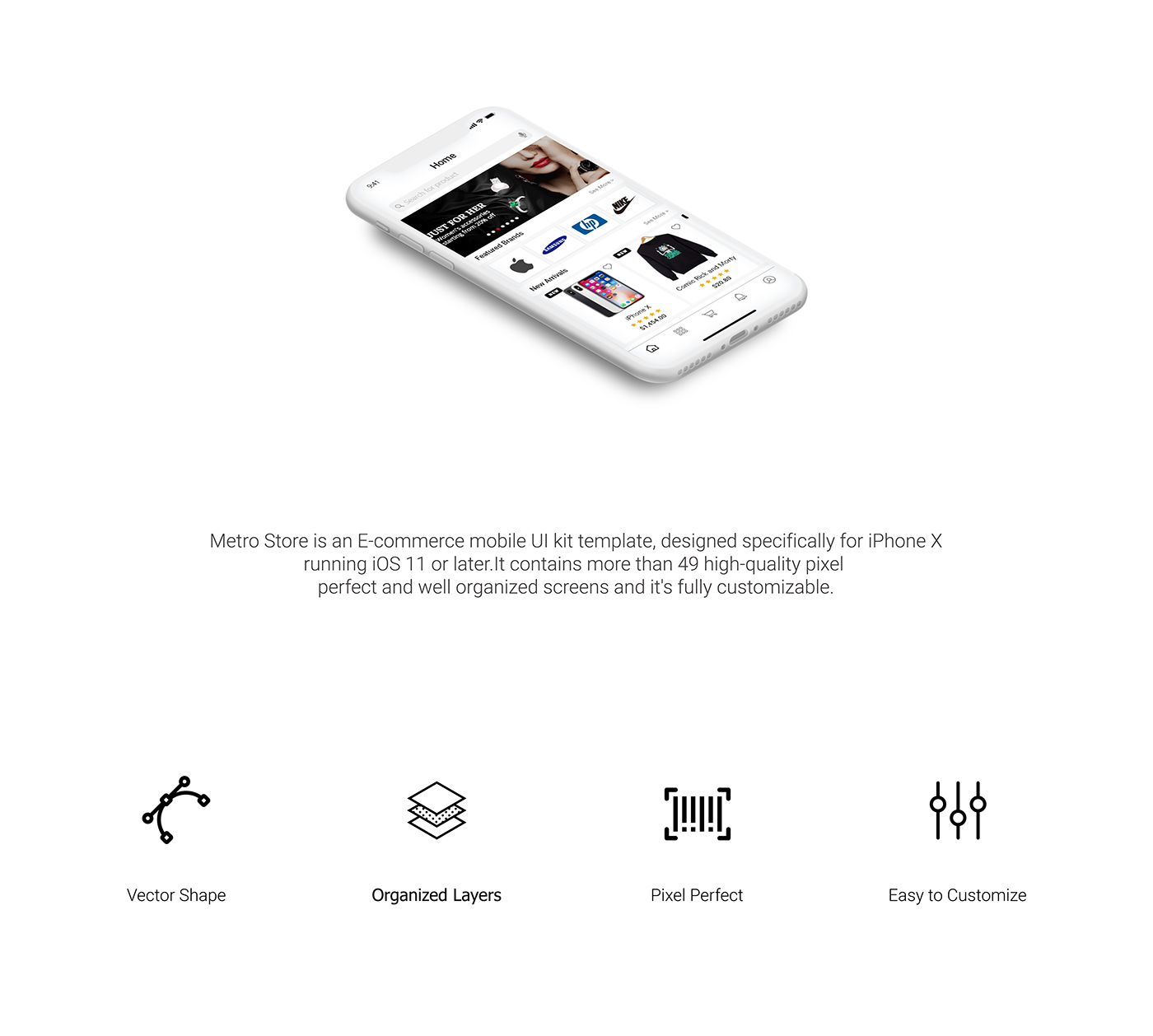 UI ux ui kit ios template Ecommerce store iphonex design adobexd