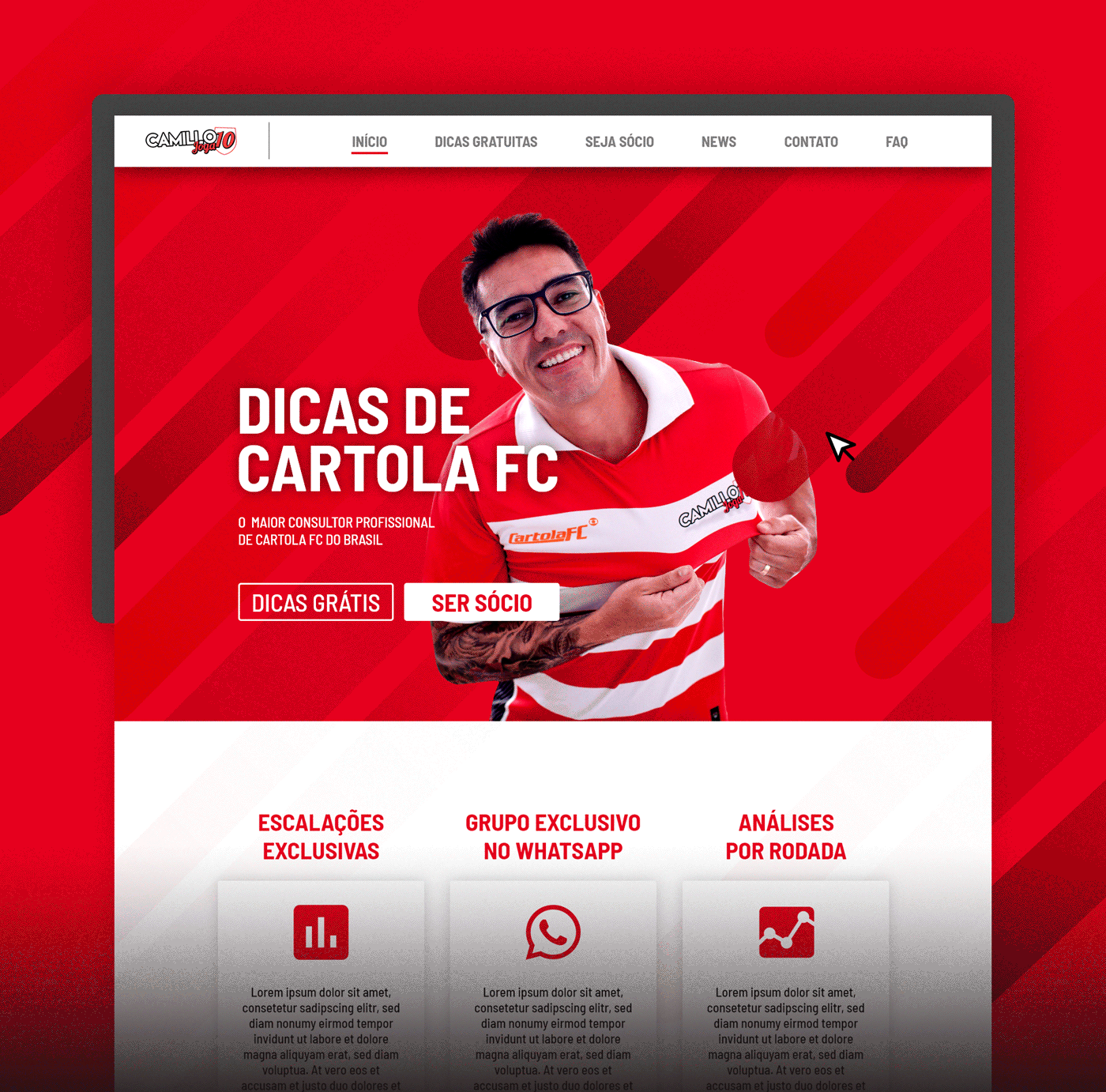 Web design ux UI site cartola fc camillo joga10 Website
