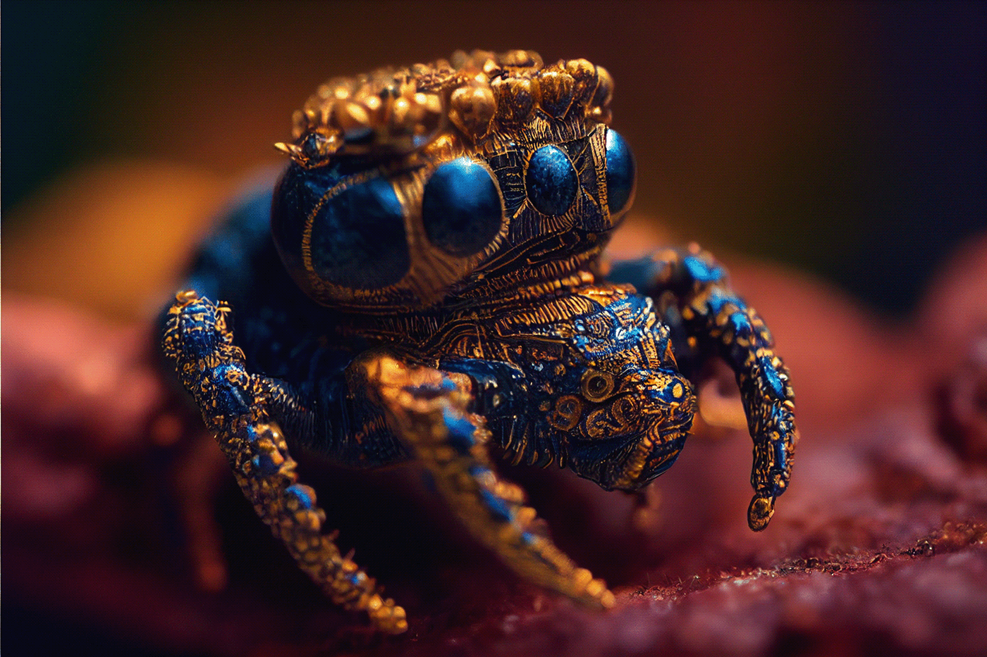 Arachnid details golden insect intricate Macro Photography Nature phidippus regius Sharp spider