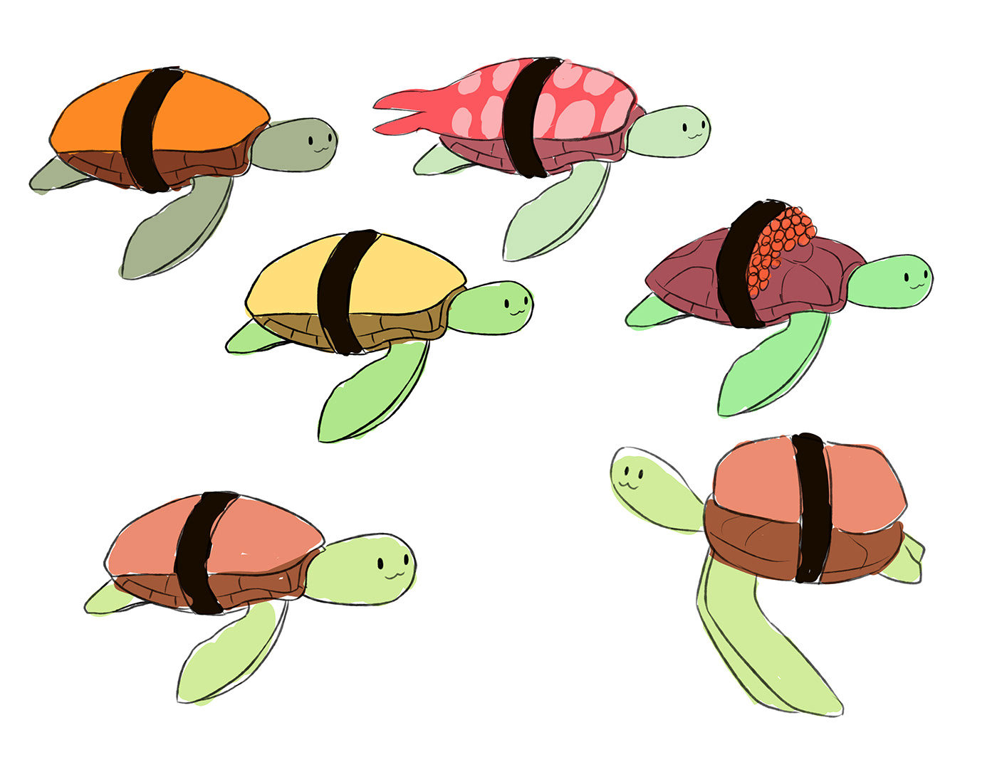 Sushi Turtle Character design  Creature Design Zine  Patterns
