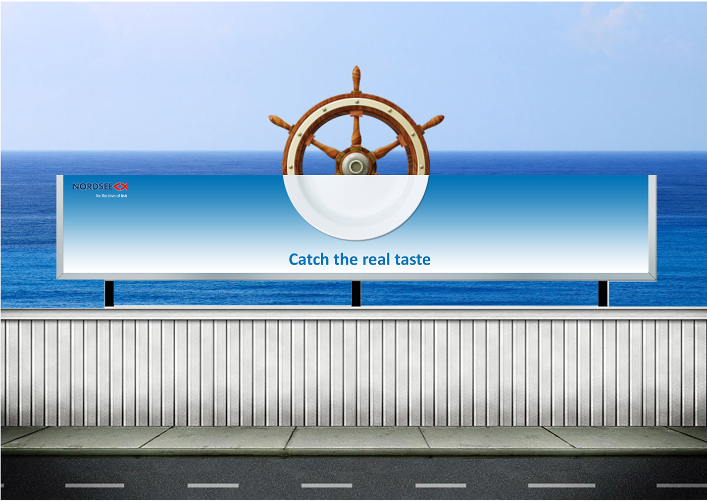 seafood resturant campaign creative posters Ambient ads sea 3d ads Interactive Ads