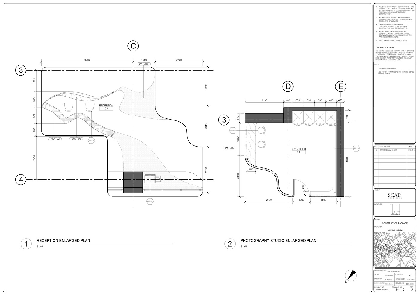 construction Drawing  technical Office workspace cd Plan Elevation detail Interior