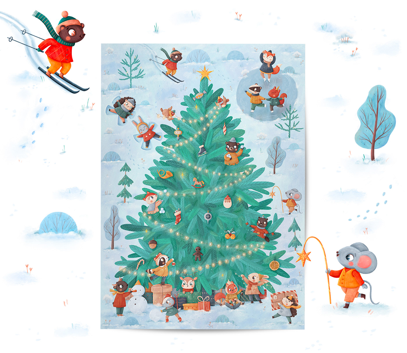 Advent calendar Character design  children's book children illustration kids illustration Christmas new year christmas Tree animals