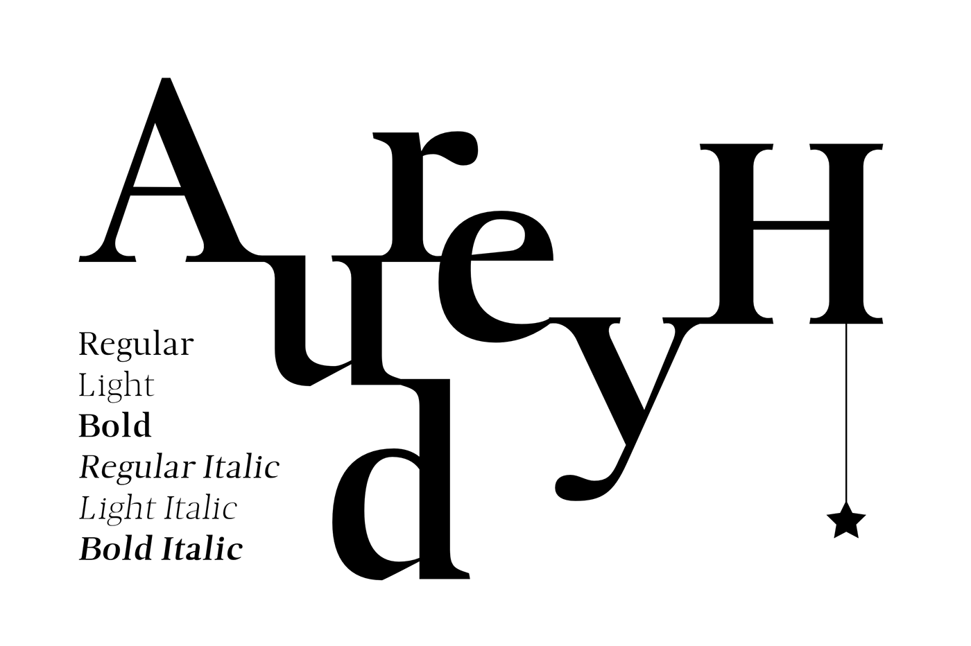 audrey serif regular light bold italic charm poetic Poetry  star